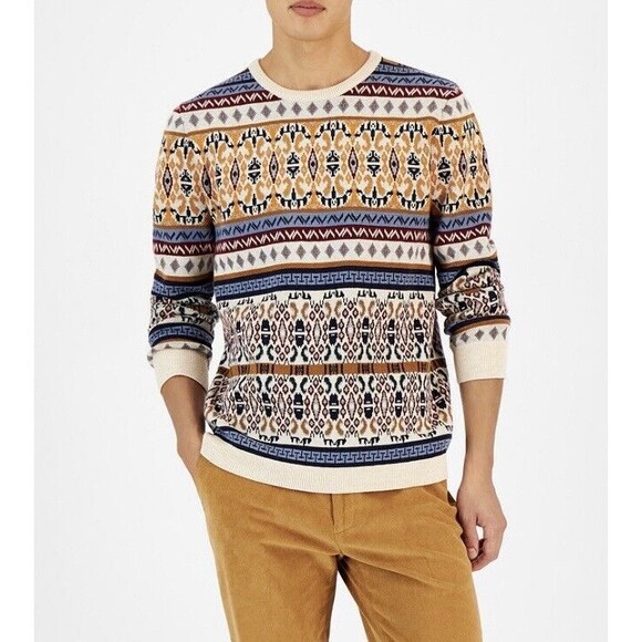 Paisley & Gray Men’s Jahn Beige Wool-Blend Crewneck Slim-Fit Sweater Size Medium - Picture 2 of 10